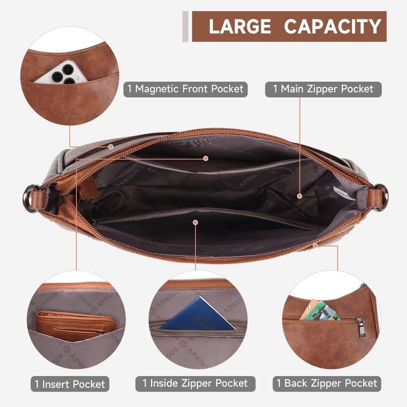 APHISON Trendy Leather Crossbody Purse with Adjustable Strap, Women's Shoulder Handbag - Image 3