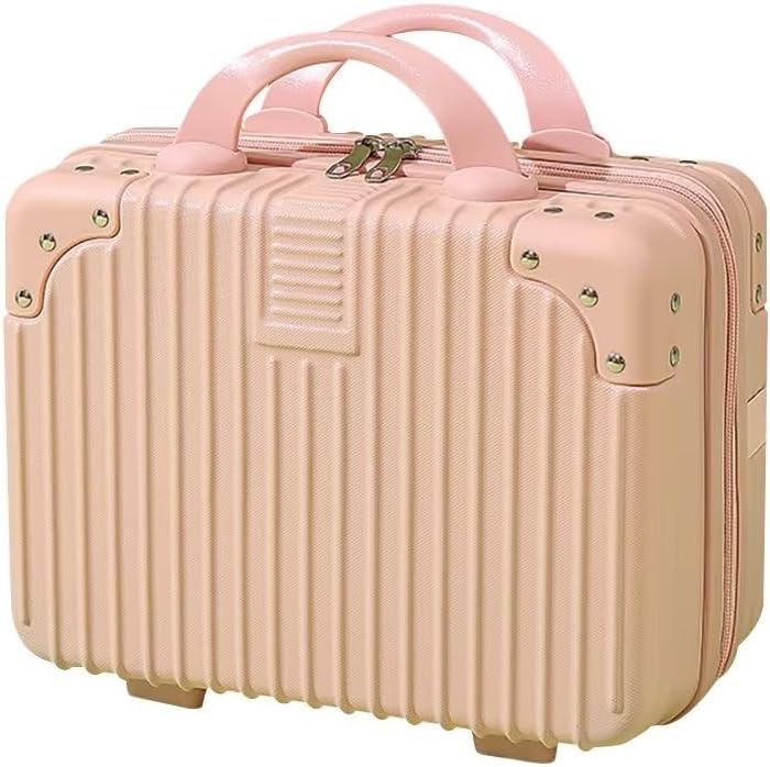 Proxin Portable Makeup Travel Case Cosmetic Case Hand Luggage Bag Organizer Mini ABS Carrying Suitcase with Elastic Band for Women Girls - Image 1