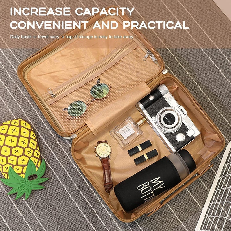 Proxin Portable Makeup Travel Case Cosmetic Case Hand Luggage Bag Organizer Mini ABS Carrying Suitcase with Elastic Band for Women Girls - Image 4