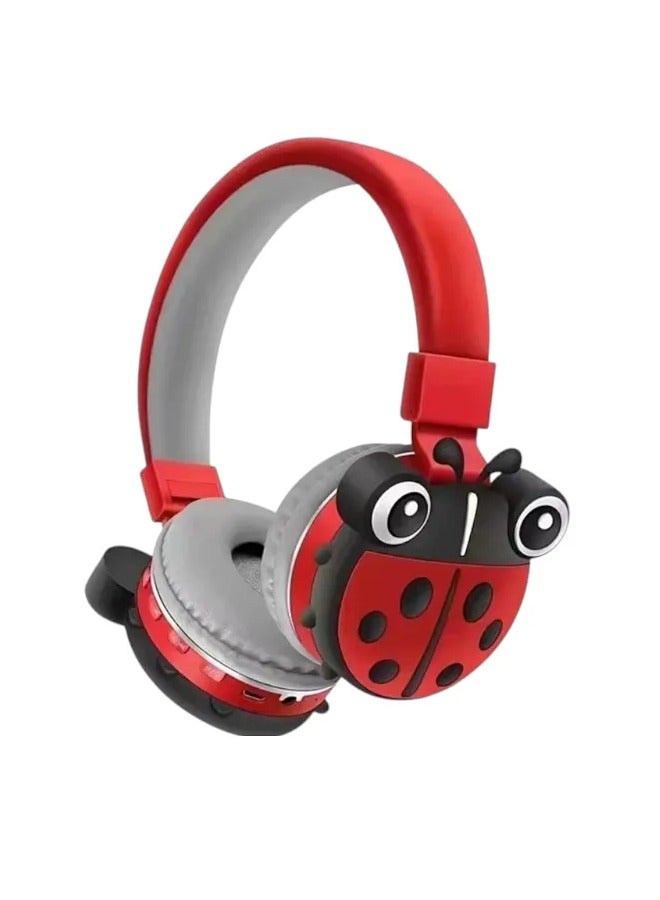 Ladybug Kids' Bluetooth Headphones; Children's Bluetooth Headphones with MP3 and FM Support; Rechargeable Battery; Included Data Cable; Comfortable and Safe Design; High-Quality Kids' Bluetooth Headphones - Image 1