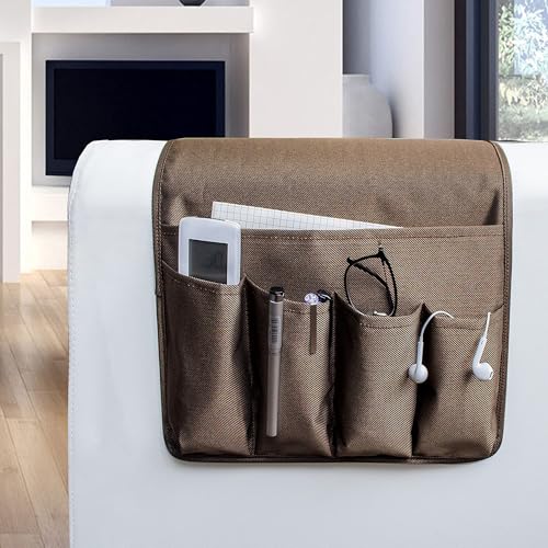 MDSTOP 5 Pockets Remote Control Holder, Magazine Rack, Space Saver Organizer, Draped Over Sofa, Couch, Recliner Armrest - Image 1