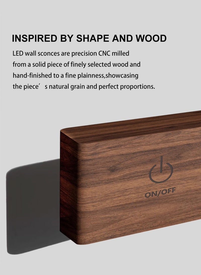 لوبيتيز ضوء الجدار بدون اتصال الطاقة ، بطارية مصباح الجدار داخلي LED ضوء الجدار اللاسلكي قابل للتخفيف لمس التحكم في السرير مصباح 360 درجة بطارية دوارة قراءة مصباح الخشب لغرفة المعيشة ، غرفة النوم ، مصباح جنب السرير - Image 3