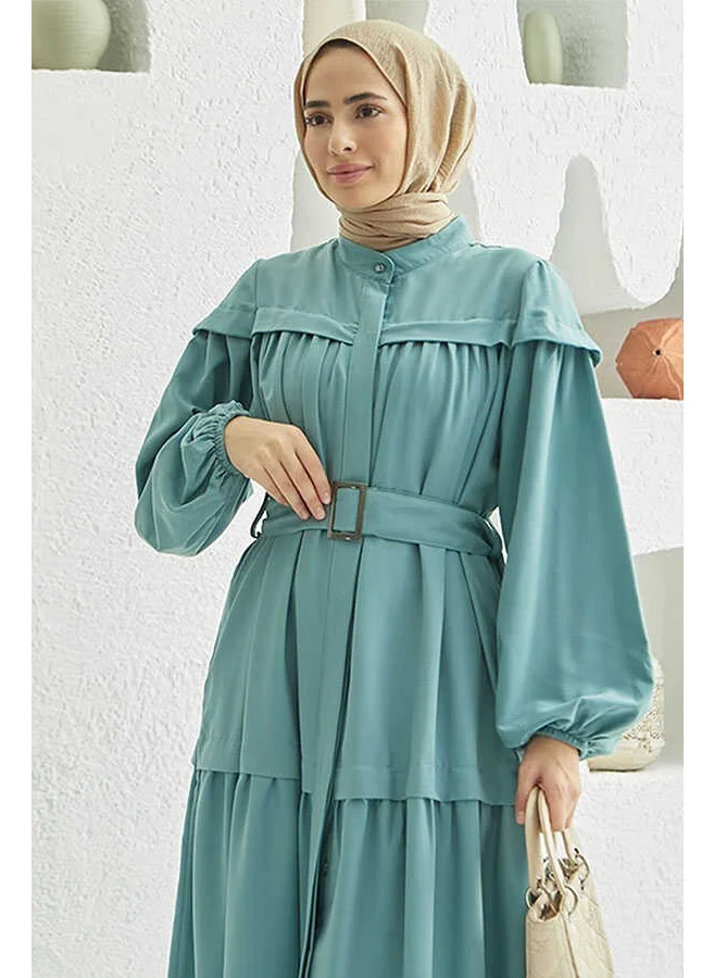 Neways 6605-CARLA Pleated Belted Dress Mint Green