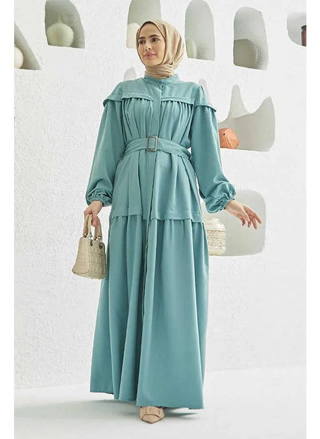 Neways 6605-CARLA Pleated Belted Dress Mint Green