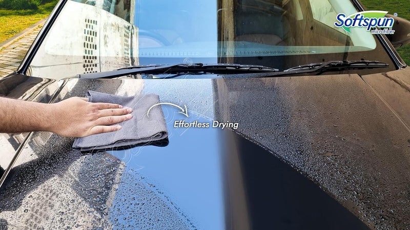 سوفتسبون قطعة قماش مايكروفايبر بدون حواف بقطع فوق صوتي 4 قطع 340 جرام للمتر المربع 40×40 سم رمادي! مناشف متعددة الأغراض - مناشف مايكروفايبر للسيارات والدراجات النارية للتنظيف والتلميع والغسيل والتشطيب. - Image 4