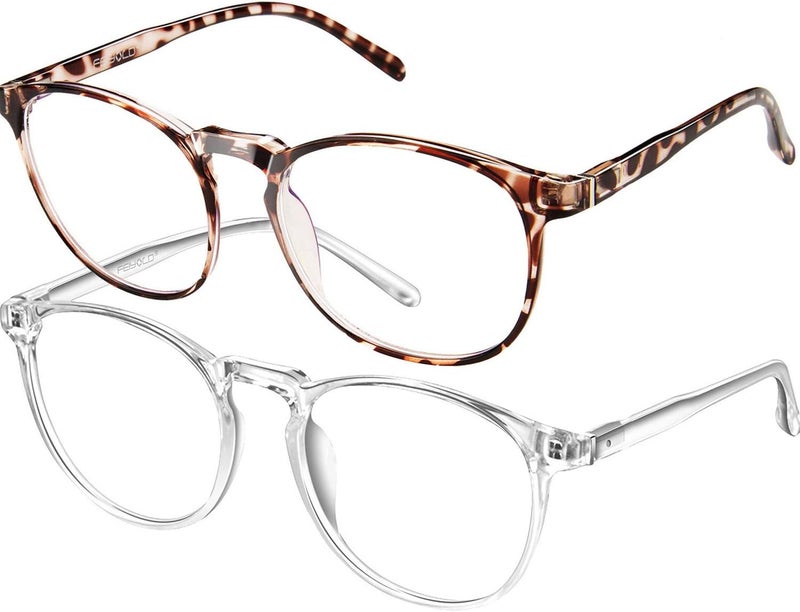 FEIYOLD Fine polished finish Blue Light Blocking Glasses Women/Men,Retro Round Anti Eyestrain Computer Gaming Glasses(Leopard+Crystal) Gulf approved global quality - Image 1