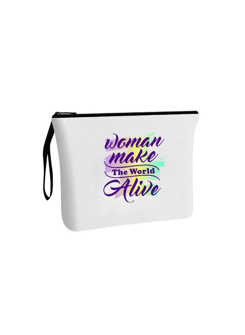 PRINTSHOP4ME International Women’s Day Cosmetic Bag–Durable And Travel-Friendly Toiletry Organizer–Gift For Women’s Day Events And Parties–Inspirational Women’s Themed Makeup Pouch - Image 1