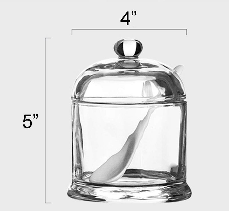 123Arts Glass Sugar Bowl Spice Jar Seasoning Pot with Lid And Stainless Steel Spoon - Image 2