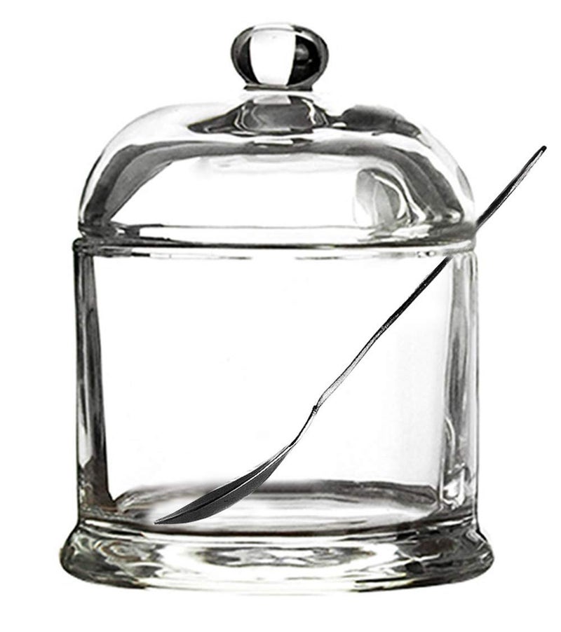 123Arts Glass Sugar Bowl Spice Jar Seasoning Pot with Lid And Stainless Steel Spoon - Image 1