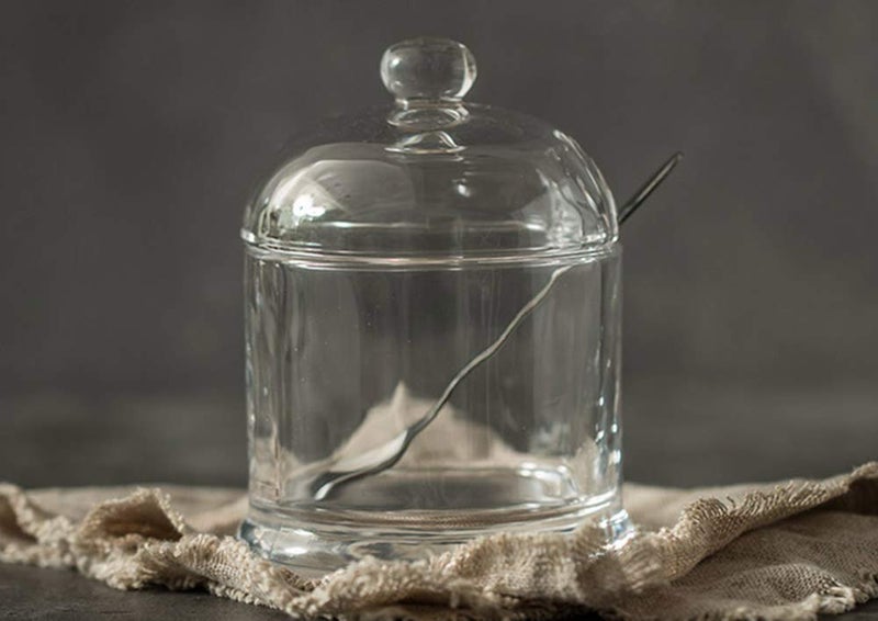 123Arts Glass Sugar Bowl Spice Jar Seasoning Pot with Lid And Stainless Steel Spoon - Image 3