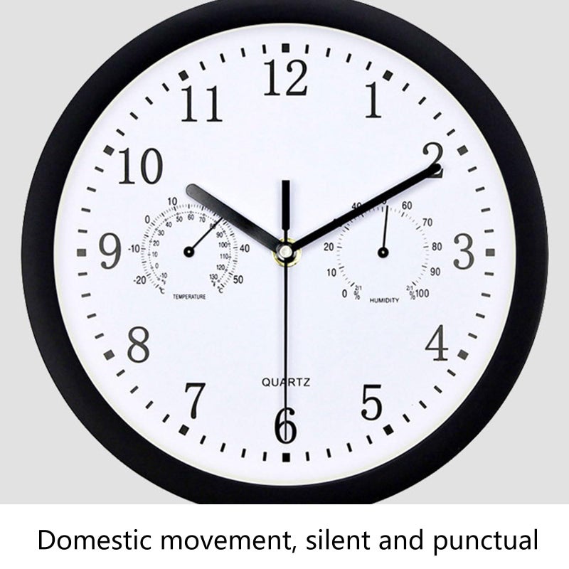 Blue Round Wall Clock 10 Inch with Hygrometer for Indoor Bedroom Kitchen Decor - Image 4