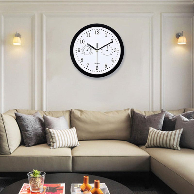 Blue Round Wall Clock 10 Inch with Hygrometer for Indoor Bedroom Kitchen Decor - Image 3