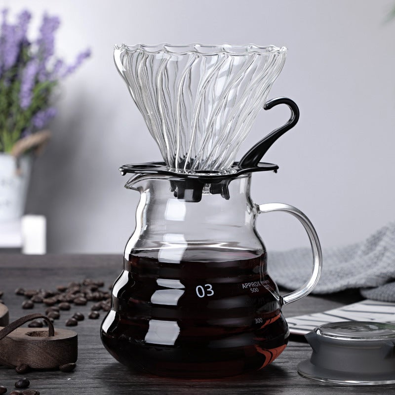 Factory Hand-Washed Glass Coffee Pot Cloud Pot Filter Cup Filter Sharing Pot Set Can Be Printed Logo - Image 4