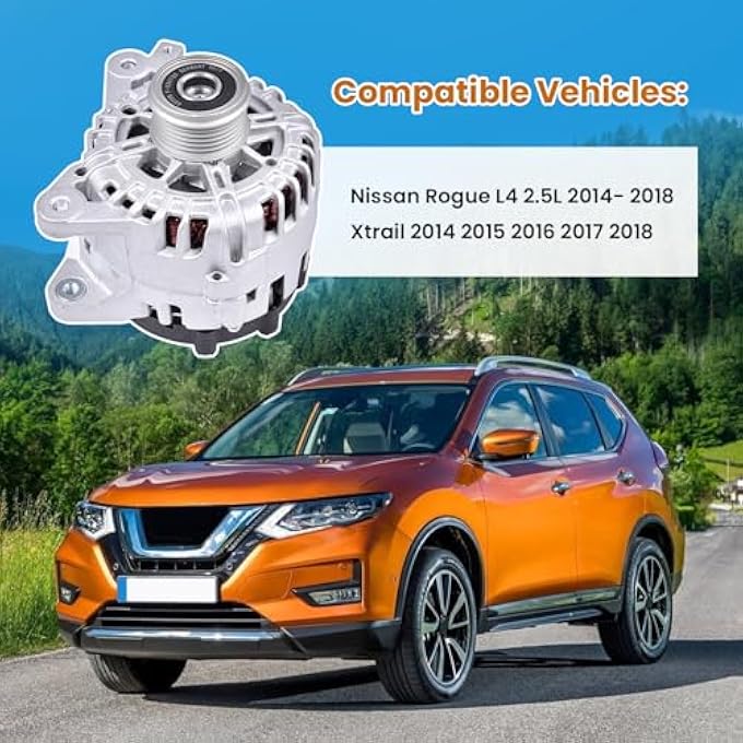 FuseRish 23100-4BA0A New Alternator for Nissa-n Rogue L4 2.5L 14-18, Compatible with Xtrail 2014-2018 Par #: 23100-4BA0B, TG12C152, 11648, 208-268, 400-40142, 400-40162 - Image 2