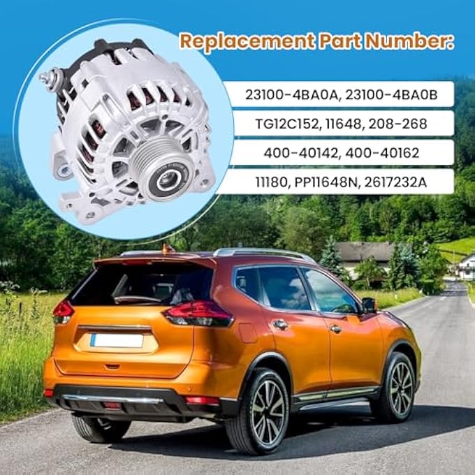 FuseRish 23100-4BA0A New Alternator for Nissa-n Rogue L4 2.5L 14-18, Compatible with Xtrail 2014-2018 Par #: 23100-4BA0B, TG12C152, 11648, 208-268, 400-40142, 400-40162 - Image 3