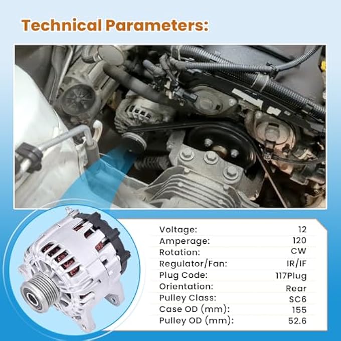 FuseRish 23100-4BA0A New Alternator for Nissa-n Rogue L4 2.5L 14-18, Compatible with Xtrail 2014-2018 Par #: 23100-4BA0B, TG12C152, 11648, 208-268, 400-40142, 400-40162 - Image 4