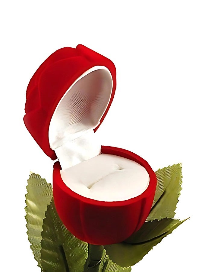 CRAFT QUEST Velvet Red Rose Jewellery Ring Box (Gift, Engagement) Single Box Without Ring - Image 3
