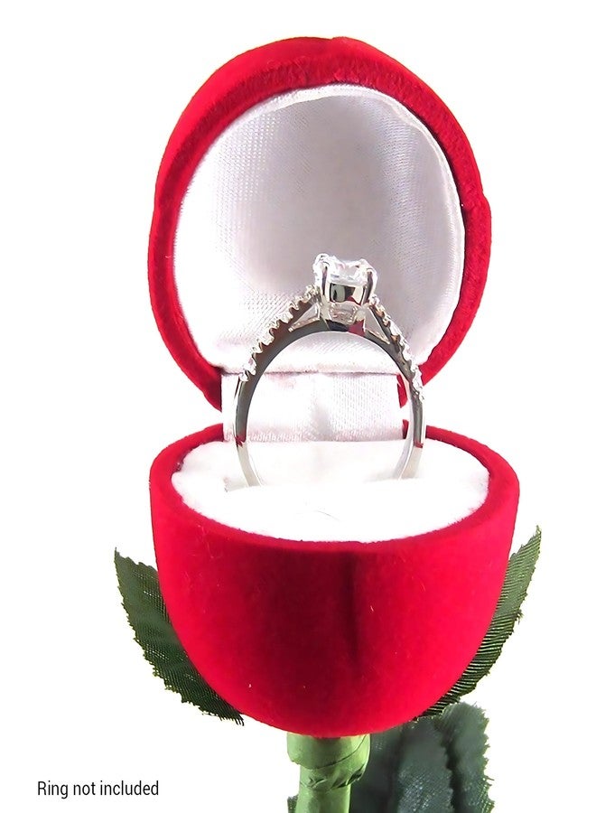 CRAFT QUEST Velvet Red Rose Jewellery Ring Box (Gift, Engagement) Single Box Without Ring - Image 2