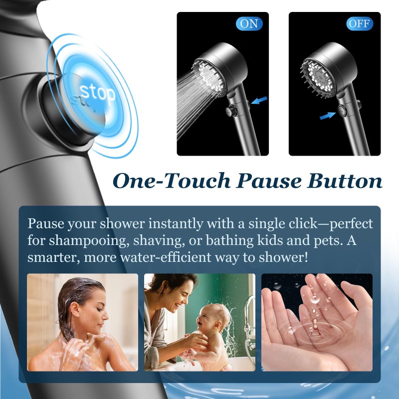 FEELSO Filtered Shower Head with Handheld, High Pressure 4 Spray Showerhead with Filters & Upgraded Anti-clog Nozzles for Hard Water -Remove Chlorine, Reduce Dry Itchy Skin -ON/OFF Switch for Pet Bath - Image 5