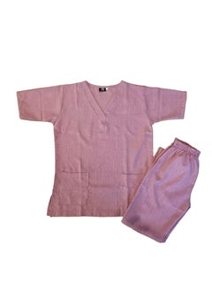 Rannah's Uniform Melange Scrub Suit Uniform Unisex Pink V-Neck Nurse Suit Set  - Image 2