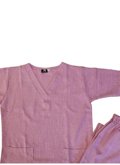 Rannah's Uniform Melange Scrub Suit Uniform Unisex Pink V-Neck Nurse Suit Set  - Image 4
