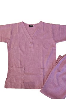 Rannah's Uniform Melange Scrub Suit Uniform Unisex Pink V-Neck Nurse Suit Set  - Image 5