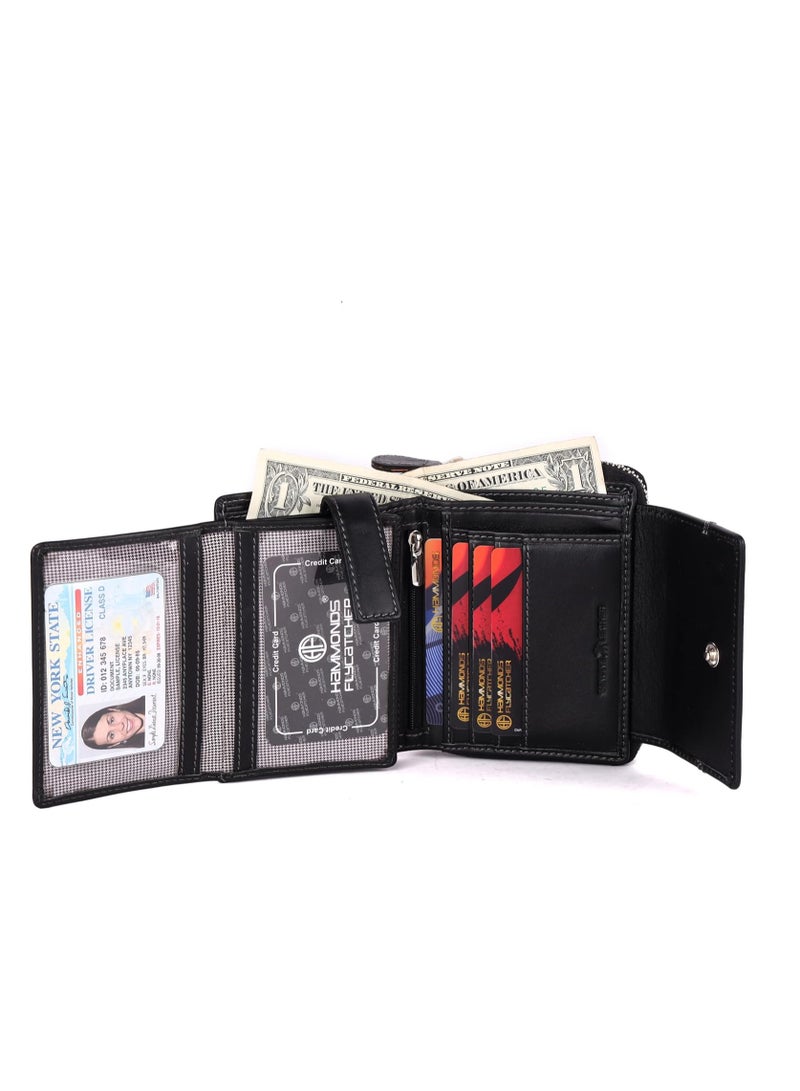 HAMMONDS FLYCATCHER Wallet for Women - Genuine Leather Ladies Wallet - 14 Card Slots - RFID Protection - 3 ID Card Slots - Women's Wallet -Daily Use, Women Money Purse - Onyx Black | 4L42  - Image 3