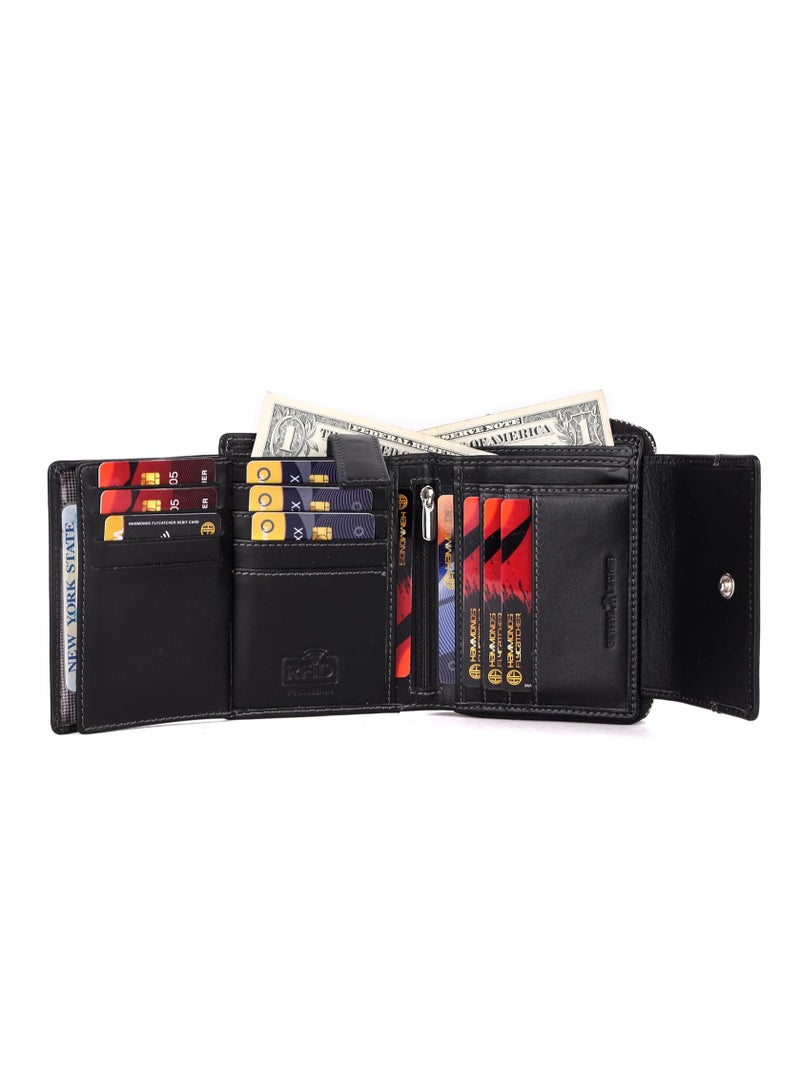 HAMMONDS FLYCATCHER Wallet for Women - Genuine Leather Ladies Wallet - 14 Card Slots - RFID Protection - 3 ID Card Slots - Women's Wallet -Daily Use, Women Money Purse - Onyx Black | 4L42  - Image 2