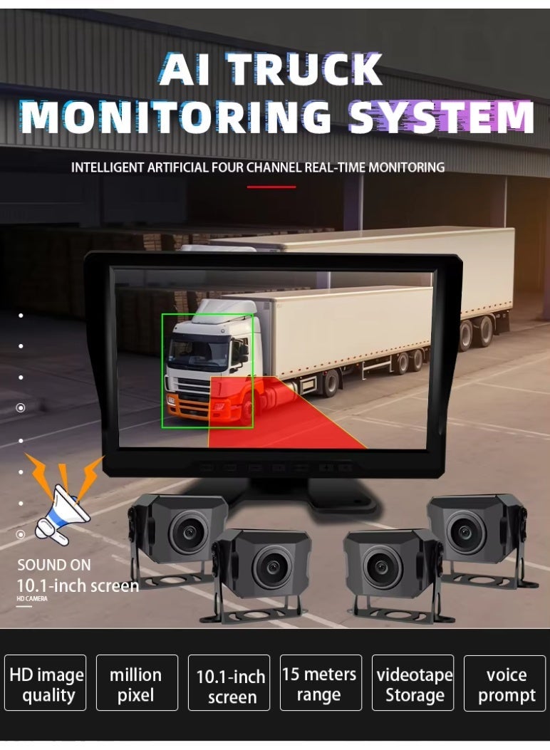 Truck 360 Degrees Driving Recorder 4 Channel AHD 1080p Ip68 4 Camera  Bus 10.1 in Truck Dash Cam BSD - Image 2
