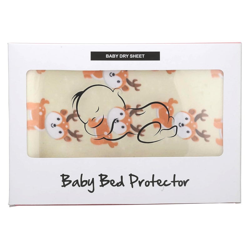 AHC Zikku Printed Dry Sheets for Newborn Baby Small Size Soft |Comfortable |Extra Absorbency|Fast Dry (50x70 cm, Yellow, Deer Print) - Image 1