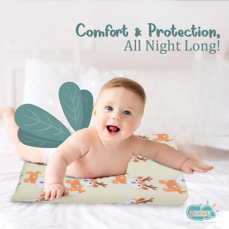 AHC Zikku Printed Dry Sheets for Newborn Baby Small Size Soft |Comfortable |Extra Absorbency|Fast Dry (50x70 cm, Yellow, Deer Print) - Image 3