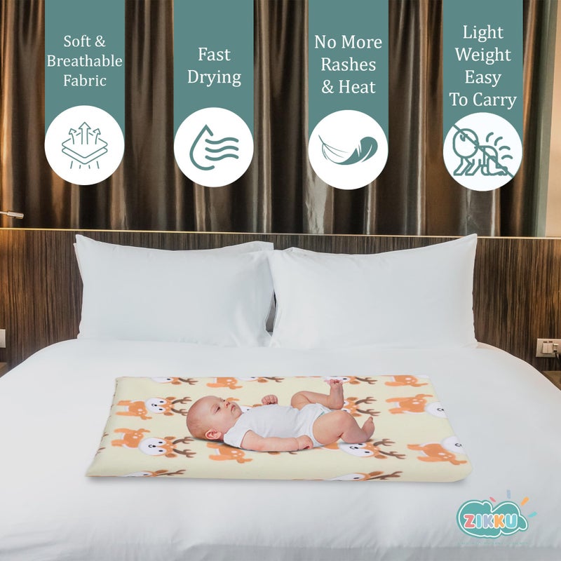 AHC Zikku Printed Dry Sheets for Newborn Baby Small Size Soft |Comfortable |Extra Absorbency|Fast Dry (50x70 cm, Yellow, Deer Print) - Image 2