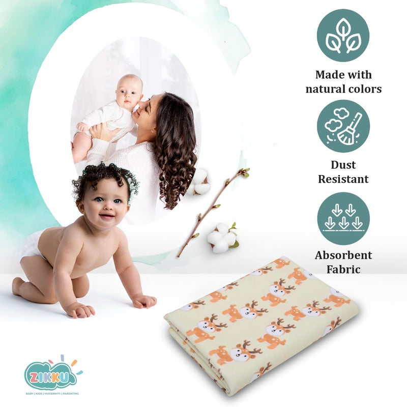AHC Zikku Printed Dry Sheets for Newborn Baby Small Size Soft |Comfortable |Extra Absorbency|Fast Dry (50x70 cm, Yellow, Deer Print) - Image 5