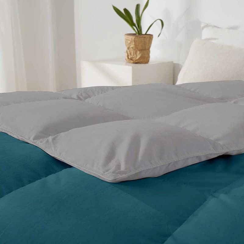 Razzai Single Blanket 500 GSM Winter Comforter Premium Collection Quilted Revesible Comforter (60" x 90" Inches/152cm x 228cm) - Single Bed Comforter|Silver/Teal - Image 4