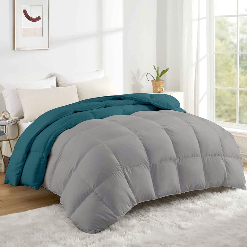 Razzai Single Blanket 500 GSM Winter Comforter Premium Collection Quilted Revesible Comforter (60" x 90" Inches/152cm x 228cm) - Single Bed Comforter|Silver/Teal - Image 2