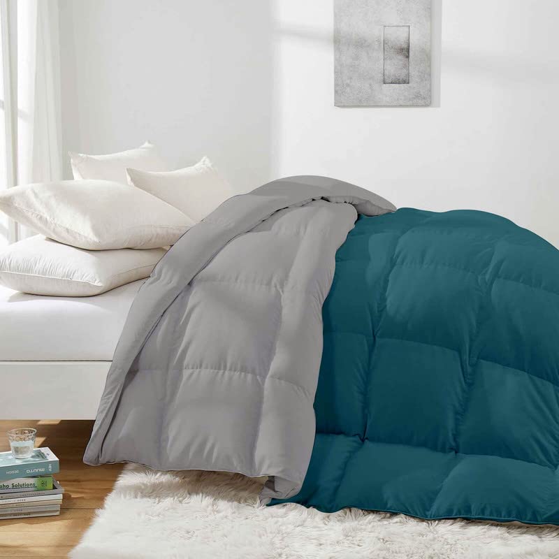 Razzai Single Blanket 500 GSM Winter Comforter Premium Collection Quilted Revesible Comforter (60" x 90" Inches/152cm x 228cm) - Single Bed Comforter|Silver/Teal - Image 3