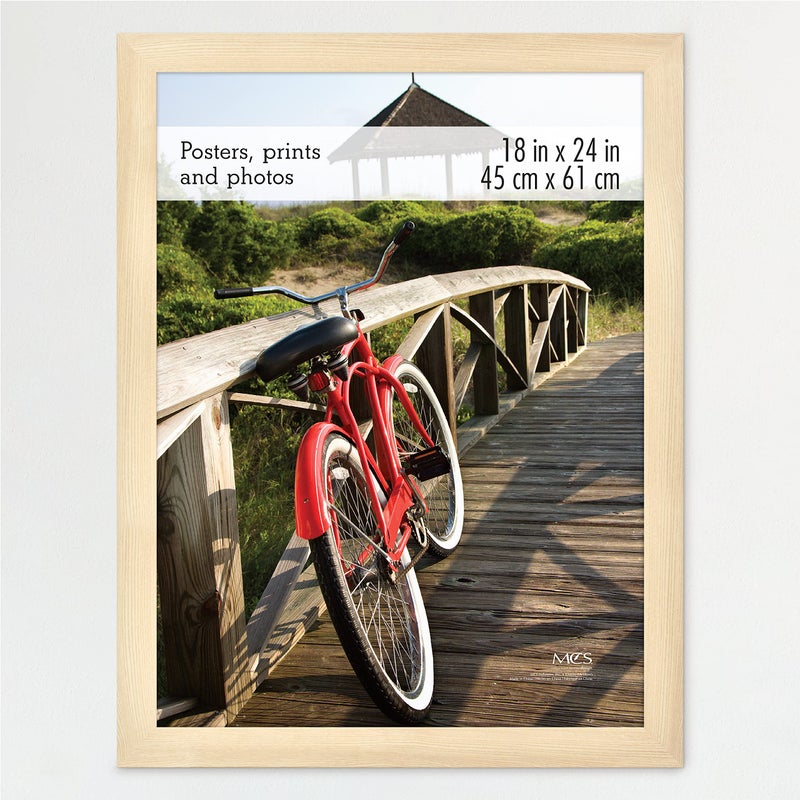 MCS Museum Poster Frame 18x24 Natural Woodgrain Vertical  Horizontal Wall Hanging Large Picture Frame for Photos Posters  Art Prints 1Pack