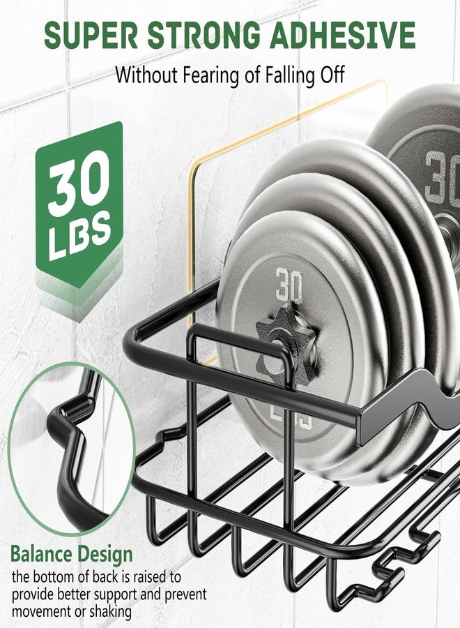 OMAIRA 3-Pack Shower Caddy with Soap Holder, Adhesive Rustproof No-drill Strudy Loading Inside Shower Organizer Shelves Rack Storage Bathroom Organization for Smooth Wall Glass Tile, Black (Large) - Image 3
