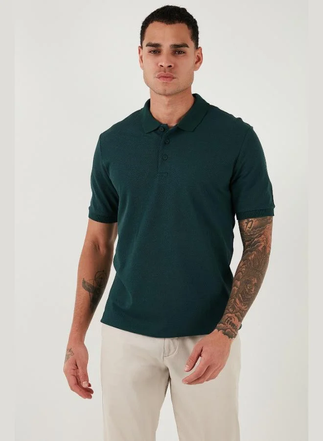 بوراتي تيشيرت بولو قطن رجالي بياقة بولو بأزرار مقاس عادي