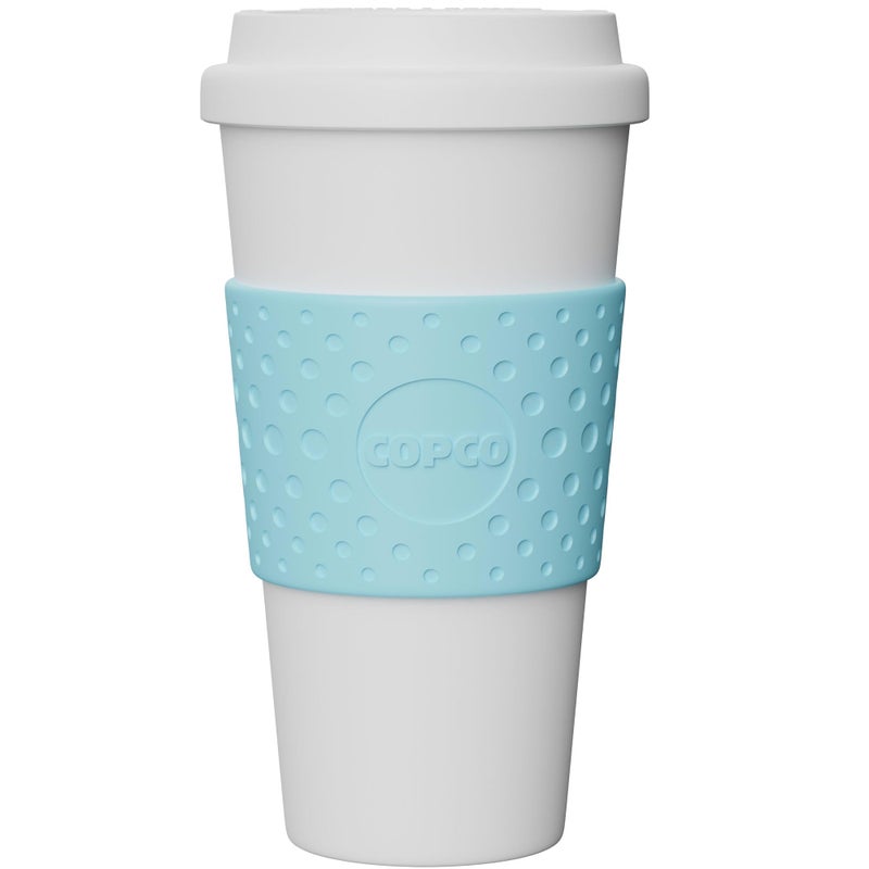 Copco Plastic Acadia Double Wall Insulated Travel Mug with Non-Slip Sleeve  16 ounce  Azure Blue - Image 1