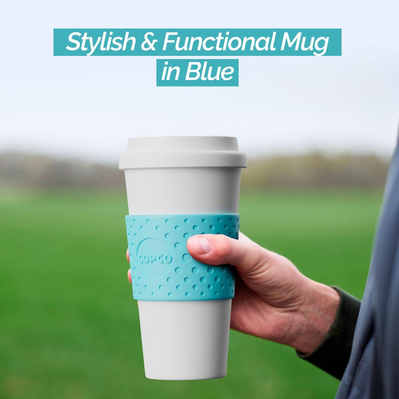 Copco Plastic Acadia Double Wall Insulated Travel Mug with Non-Slip Sleeve  16 ounce  Azure Blue - Image 2