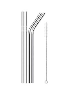 1 Set 4Pcs Reusable Drinking Metal Straws 304 Stainless Steel Set With Brush Cocktail Glasses Sturdy Bent Straight Drinks Straw with Cleaning Brush Bar Party.