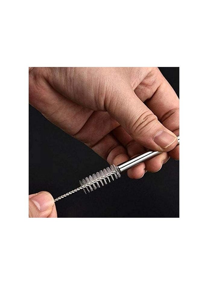 Generic - 1 Set 4Pcs Reusable Drinking Metal Straws 304 Stainless Steel Set With Brush Cocktail Glasses Sturdy Bent Straight Drinks Straw with Cleaning Brush Bar Party. - Image 1