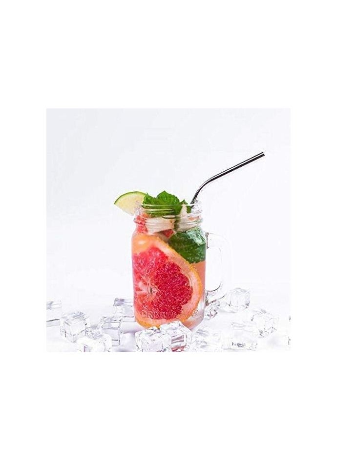 Generic - 1 Set 4Pcs Reusable Drinking Metal Straws 304 Stainless Steel Set With Brush Cocktail Glasses Sturdy Bent Straight Drinks Straw with Cleaning Brush Bar Party. - Image 1