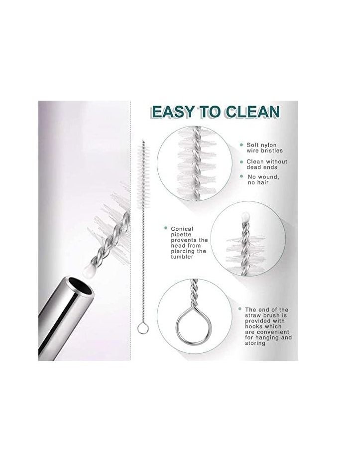 Generic - 1 Set 4Pcs Reusable Drinking Metal Straws 304 Stainless Steel Set With Brush Cocktail Glasses Sturdy Bent Straight Drinks Straw with Cleaning Brush Bar Party. - Image 1