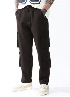 Hubberholme Relaxed Fit Brown 95% polyester 5% spandex Solid Woven Cargo with Button Closure Full Length - Ideal for Streetwear - A Must-Have for Your Wardrobe!  - Image 2
