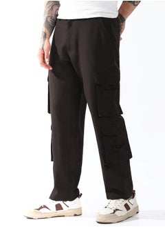 Hubberholme Relaxed Fit Brown 95% polyester 5% spandex Solid Woven Cargo with Button Closure Full Length - Ideal for Streetwear - A Must-Have for Your Wardrobe!  - Image 3