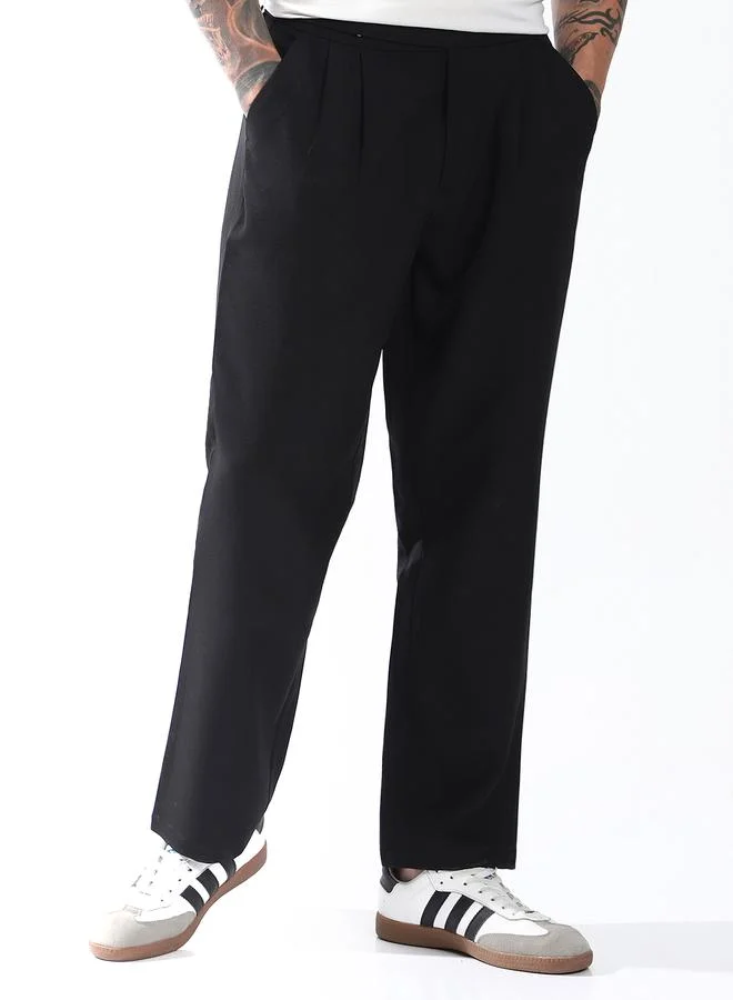 Hubberholme Men Relaxed Fit Wrinkle Free Wash Pleated Korean Pants