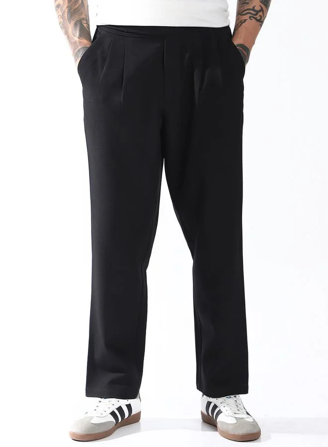 Hubberholme Men Relaxed Fit Wrinkle Free Wash Pleated Korean Pants