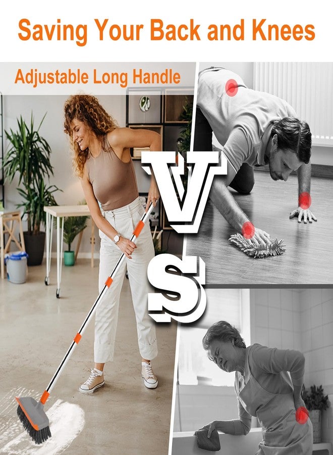 BITOPE Floor Scrub Brush with Long Handle, Heavy Duty Deck Scrubber with Stiff Bristles,Garage Concrete Cleaner Tool for Cleaning Tile Patio Outdoor Porch Indoor Kitchen Shower Bathroom - Image 2